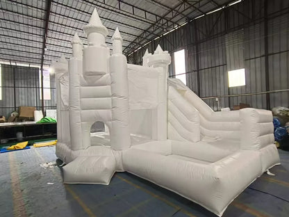 20FT Inflatable Bouncy White Castle with Slide and Ball Pit for Parties & Events