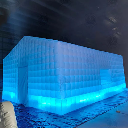 20FT White Inflatable Night Club With LED Strip Cube Tent For Event Party