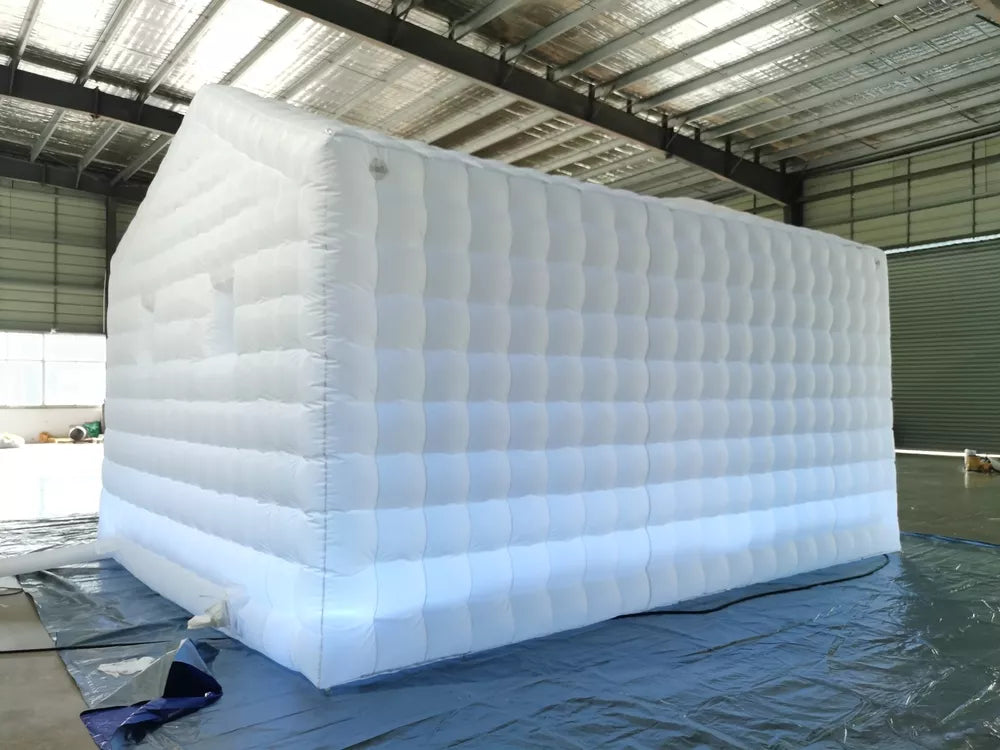 20FT White Inflatable Night Club With LED Strip Cube Tent For Event Party