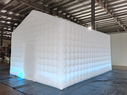 20FT White Inflatable Night Club With LED Strip Cube Tent For Event Party