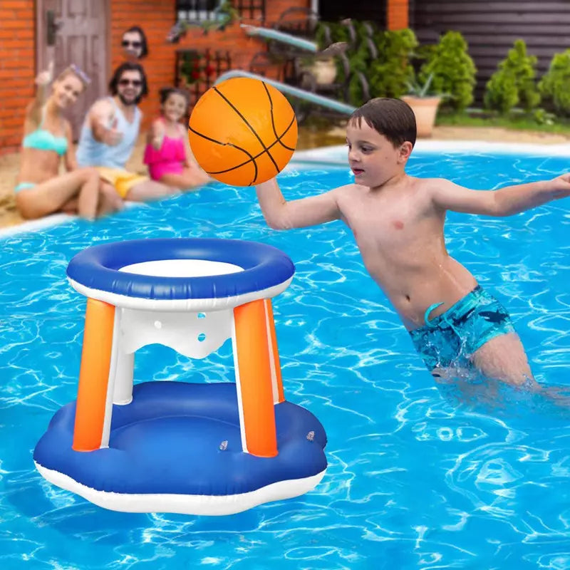 Inflatable Pool Float Sets Volleyball Net & Basketball Hoop Floating Pool Game