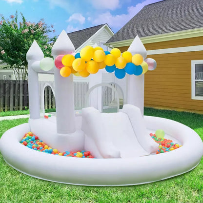 Inflatable White Kids Bounce House with Slide