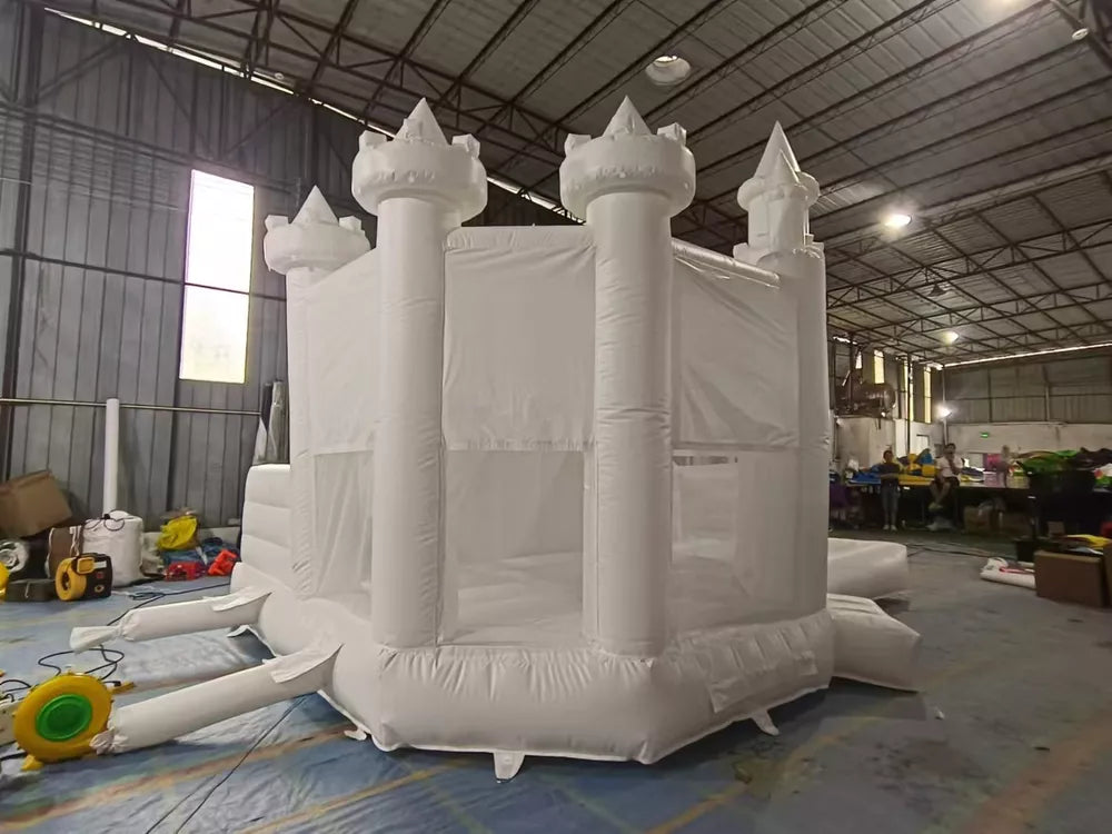 20FT Inflatable Bouncy White Castle with Slide and Ball Pit for Parties & Events