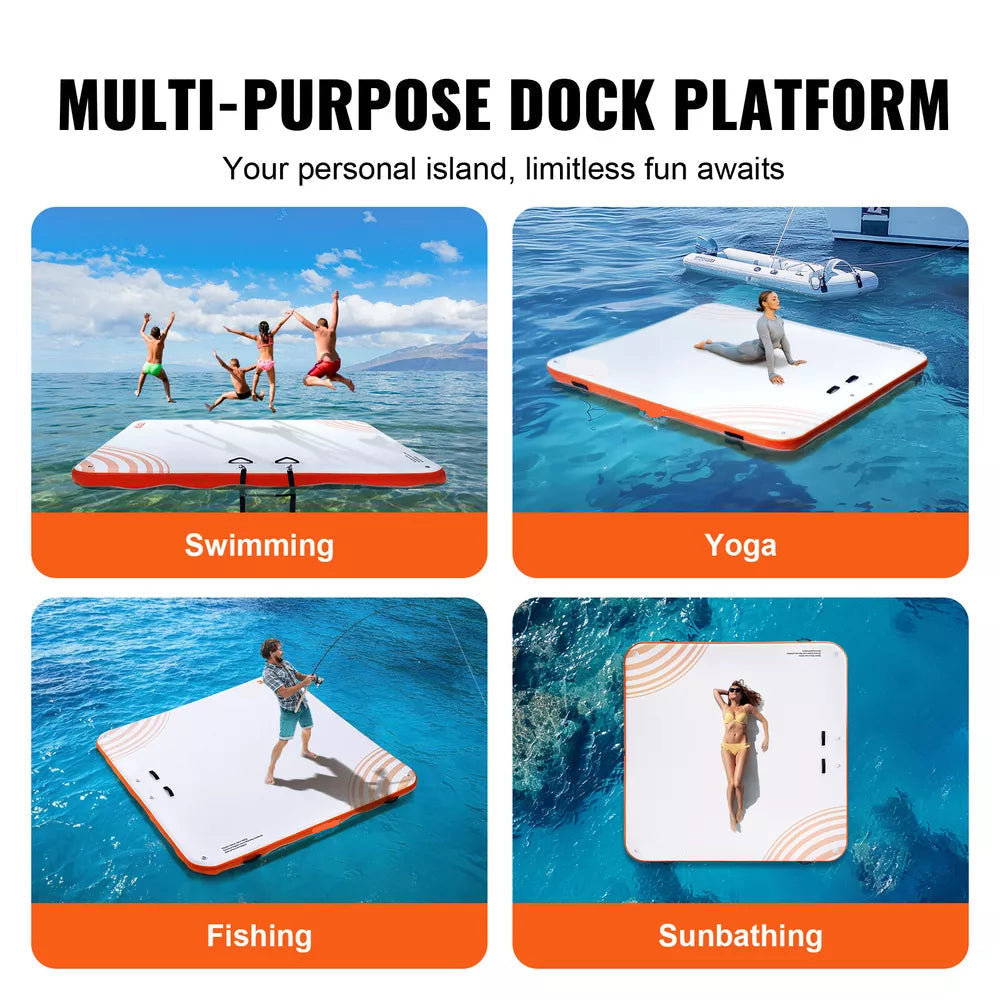 10x10 FT Inflatable Floating Dock Platform with Ladder