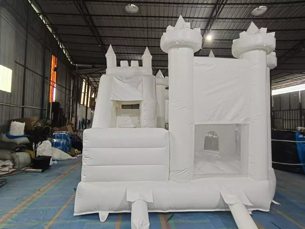 20FT Inflatable Bouncy White Castle with Slide and Ball Pit for Parties & Events