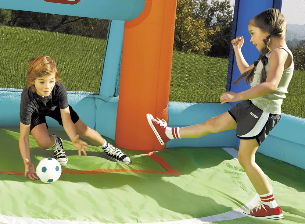Riesiger aufblasbarer Fußball-Basketball-Hüpfburg 2-in-1 Garten-Spielplatz