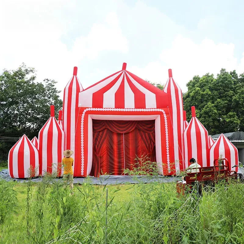 14x5.1x8mH Inflatable Circus Arch - White & Red