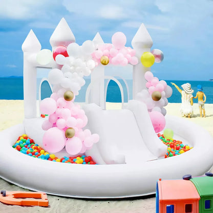 Inflatable White Kids Bounce House with Slide