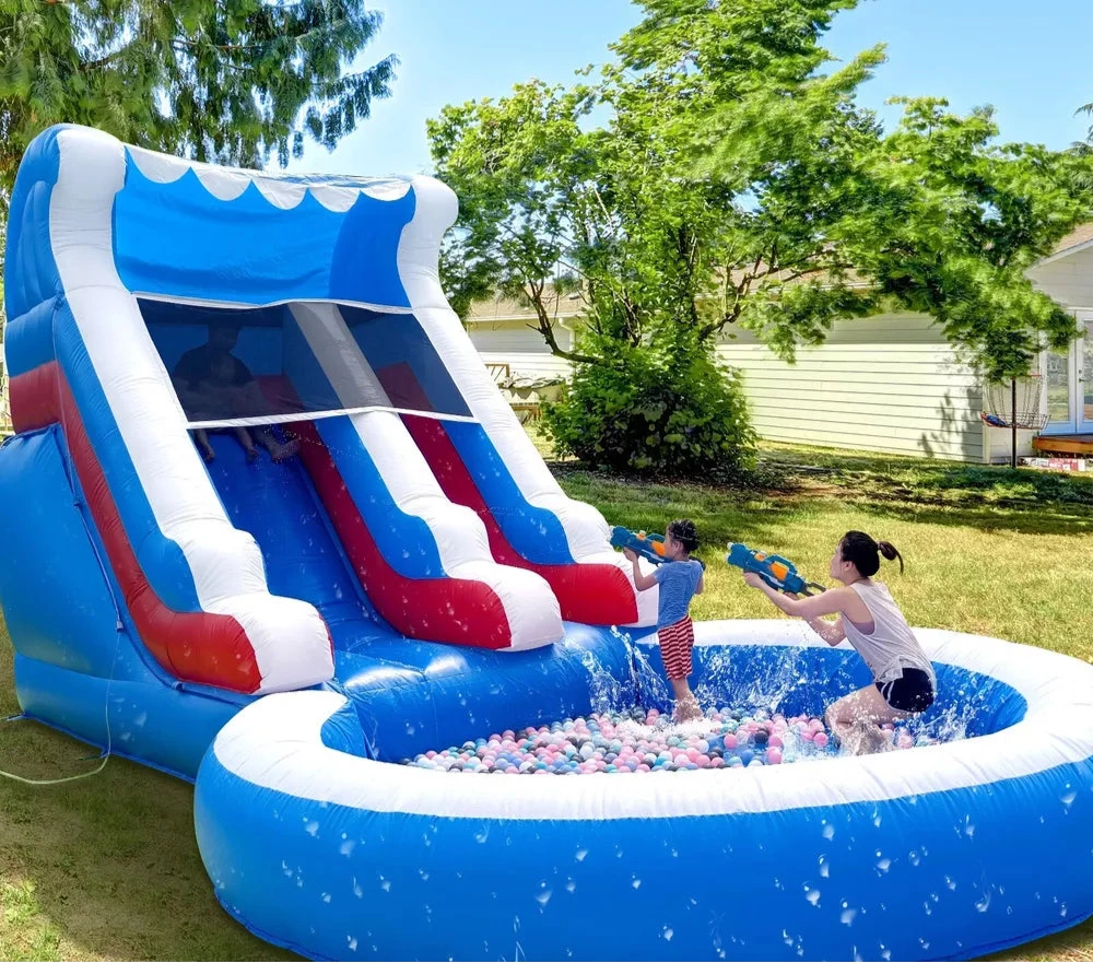 24x13ft Inflatable Water Slide with Pool and Blower