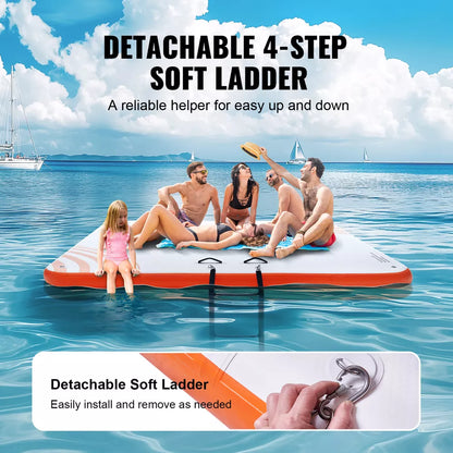 10x10 FT Inflatable Floating Dock Platform with Ladder