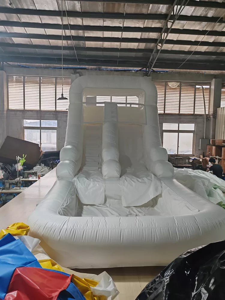 20x10FT Commercial Grade White Combo Inflatable Slide and Splash Pool For Summer