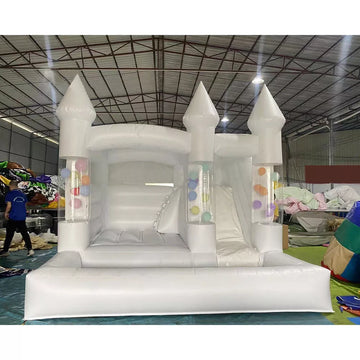New Style 15ft White Balloons Inflatable Bounce House Castle For Adult Kid Party