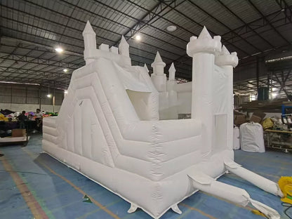 20FT Inflatable Bouncy White Castle with Slide and Ball Pit for Parties & Events