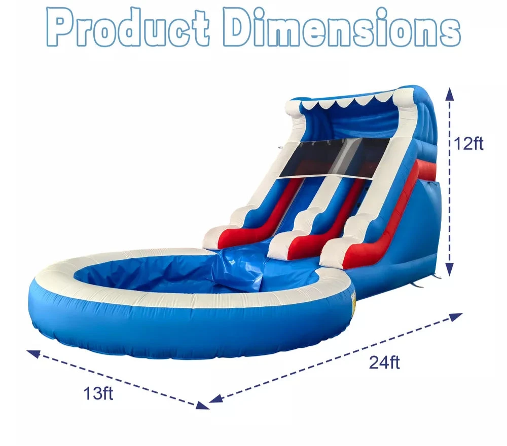 24x13ft Inflatable Water Slide with Pool and Blower