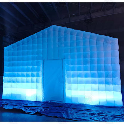 20FT White Inflatable Night Club With LED Strip Cube Tent For Event Party