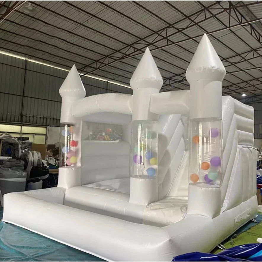 15FT White Balloon Inflatable Bouncy Castle for Weddings Birthdays Events