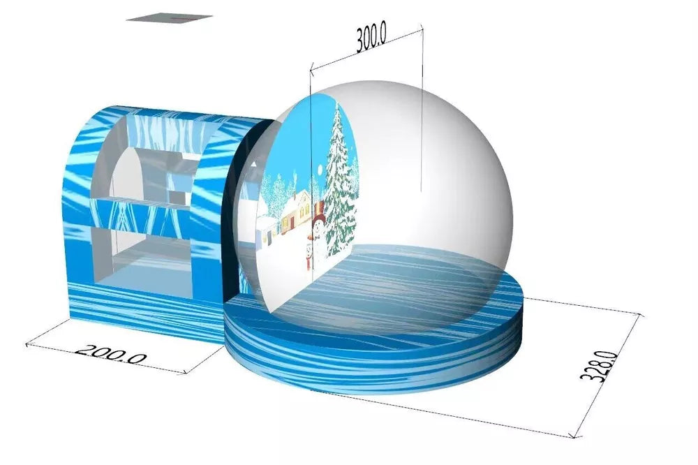 10FT Inflatable Snow Globe Bubble House with Tunnel