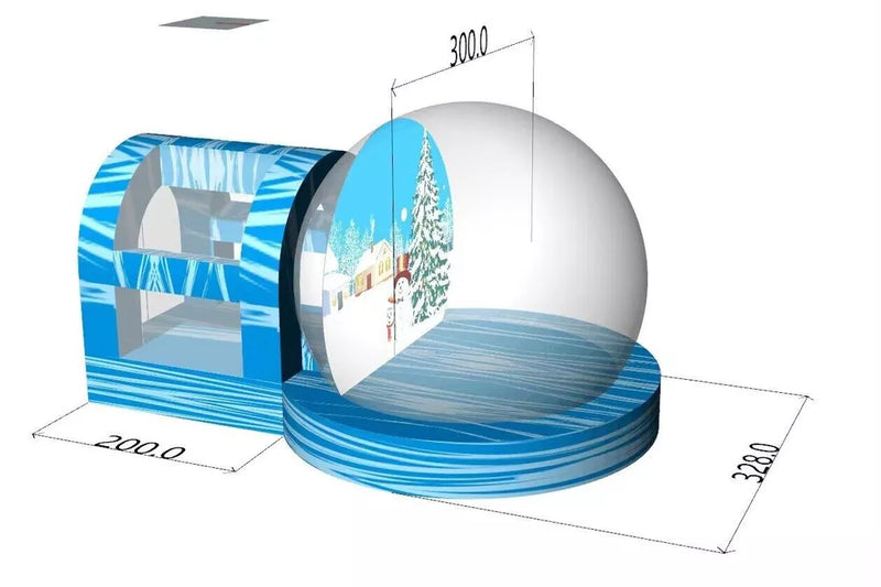 10FT Inflatable Snow Globe Bubble House with Tunnel