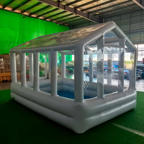 Aufblasbares Gewächshaus Poolhaus Klares PVC-Dach Pool 3,6 m