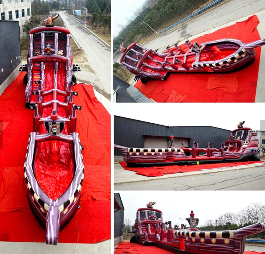 Tobogán Inflable de Barco Pirata con Área de Salto