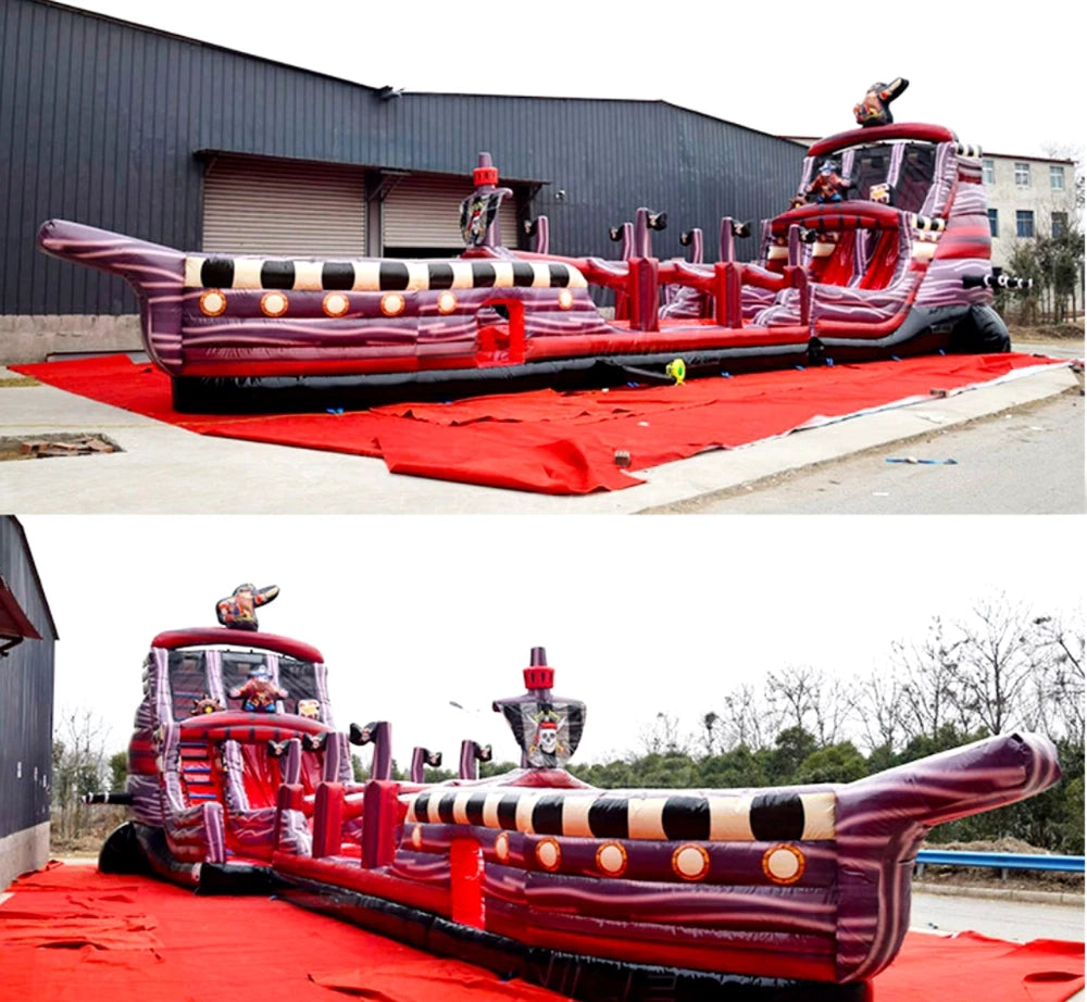 Inflatable Pirate Ship Slide with Bounce Area